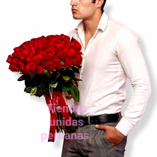 Arreglo con 48 Rosas Rojas Importadas - Whatsapp: 980-660044