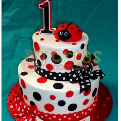 Torta del tema Mariquita | Miraculous ladybug cake | Torta de ladybug - Cod:LBB05