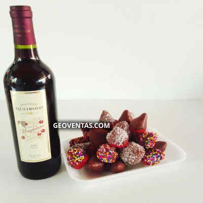 Envio de Regalos Vino Santiago Queirolo y Fresas con Chocolate - Whatsapp: 980660044
