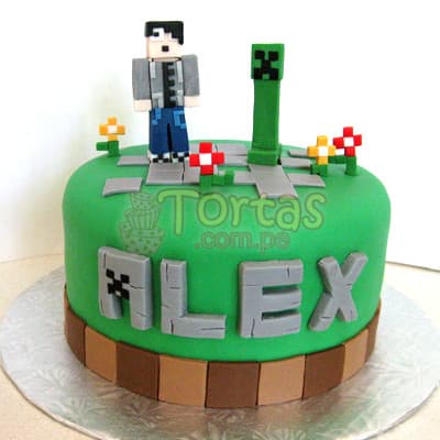 Pastel con diseño Mine Craft | Tortas Minecraf | Tortas | Torta Minecraft - Cod:MCT03