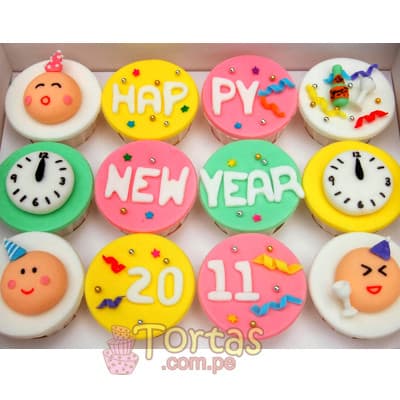 Cupcakes para Año nuevo | Pastel año nuevo | Tarta de año nuevo - Whatsapp: 980-660044