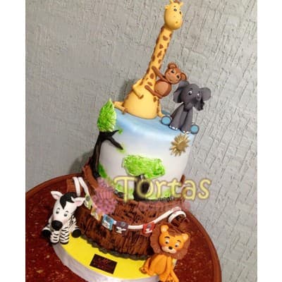 Torta Jirafa | Torta Jirafa y animales de la selva - Cod:SAF13