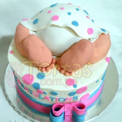 Torta Baby Shower 11 | Tortas Baby Shower Niña | Tortas baby Shower Niño - Cod:WBS11