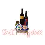 Canasta para Regalar con Parilla y Vinos | Canasta Regalo con Vinos, Canasta para vino en Mimbre - Cod:MCN04